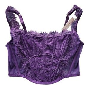 Victoria's Secret Purple Lace Corset Bustier Top Bra XS Romantic Feminine Retro